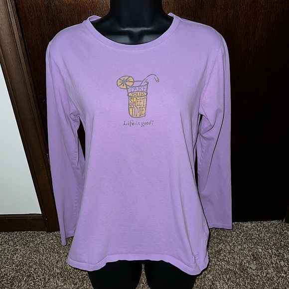 Life Is Good Tops - 3/$15 Life Is Good “Take Your Sweet Time” Purple Graphic Long Sleeve Tee